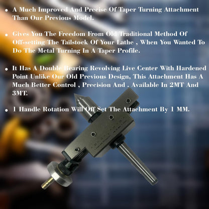 Assorts Improved Taper Turning Attachment With Revolving Live Center For Lathe Machine-metric (Morse Taper MT1)