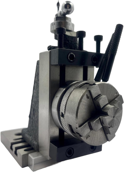 Assorts New Mini Fixed Vertical Slide (90mm x 50mm) with 3-Slots, Precision Side Scale, and 50mm 4-jaw Self-Centering Chuck with Back Plate and Base Plate - for Mini Lathe Applications