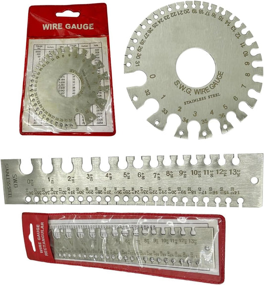 Stainless Steel Wire Gauge Measures Standard and Metric (Set of Both)