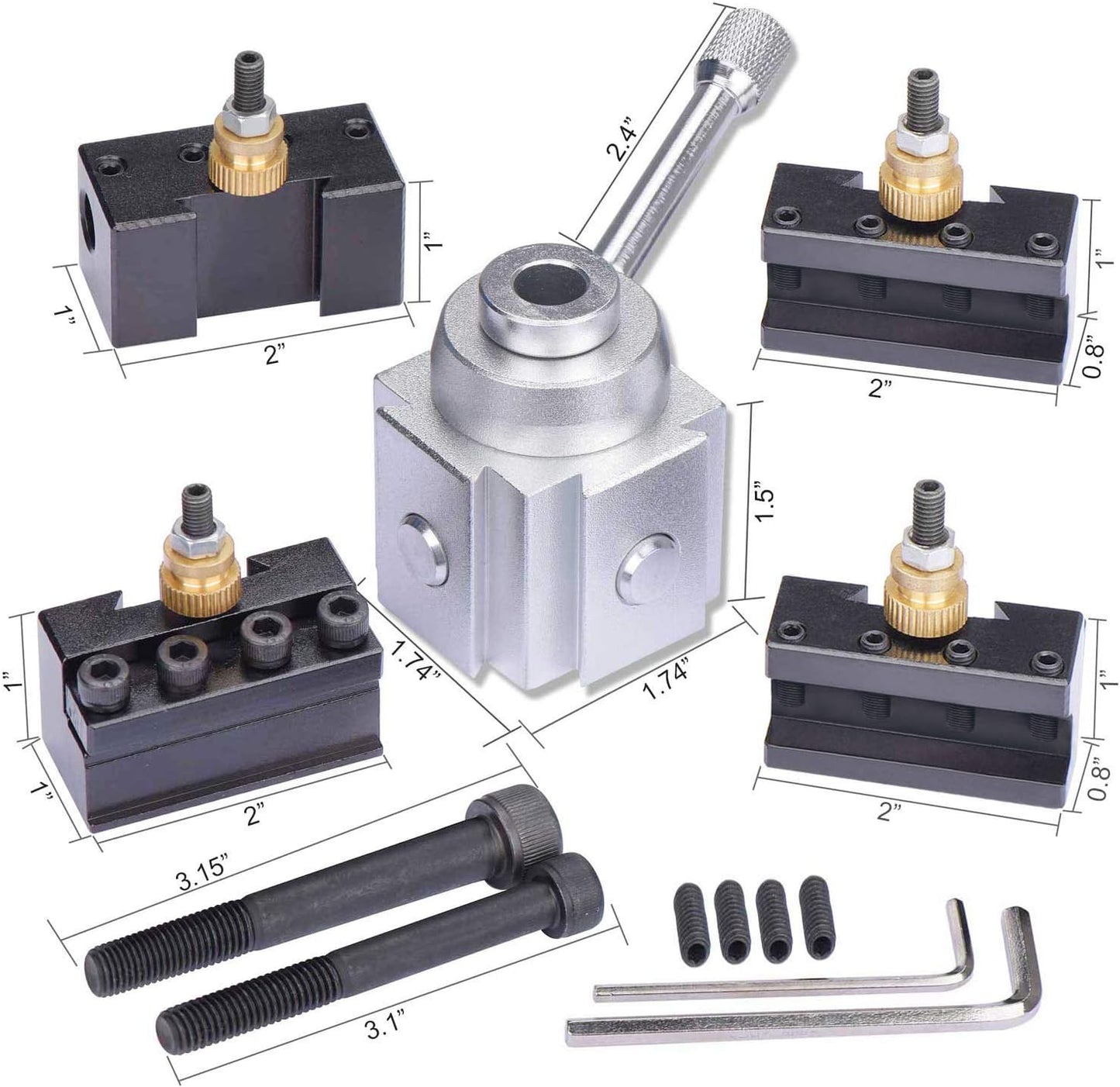 Aluminium body quick change tool post set for mini lathe machine
