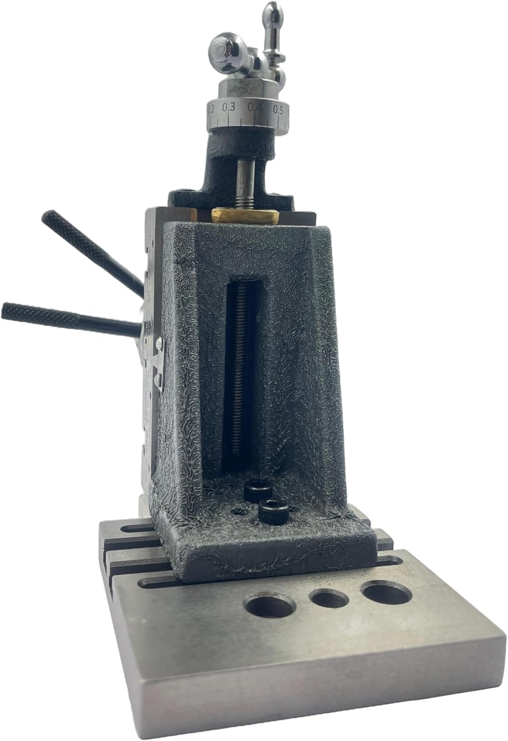 Assorts New High-Precision Mini Fixed Vertical Slide (90mm X 50mm) with Integrated Side Scale (3 Slots) and Base Plate, Featuring a 50mm 3-jaw Self-Centering Chuck with Back Plate