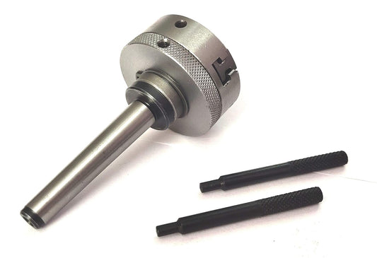 MT-2 Arbor with M12 x 1 Thread for Milling & Lathe Machine + 50mm 3-Jaw Self-Centering Chuck