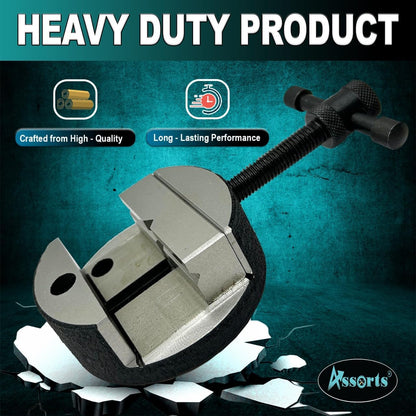 ASSORTS's 80 mm Round Vice for 3" (80 mm) & 4" (100 mm) Rotary Milling Indexing Table with 3 x M6 T nuts Bolts-Engineering Tools