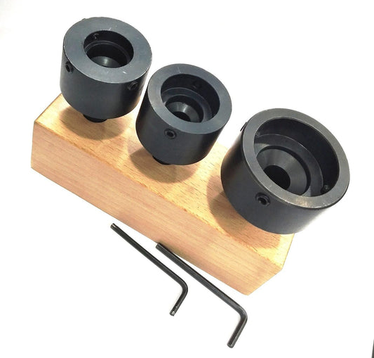 Assorts Tool Steel STRAIGHT SHANK Round Die Holders -threading, Engineering Lathe Tools (Set Of 3 Die Holders On Wooden Stand)