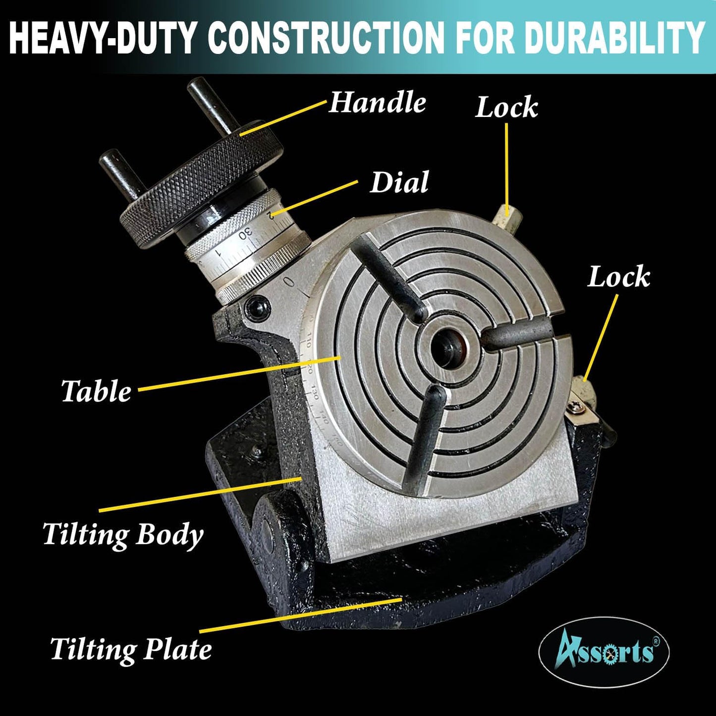 4" Tilting Rotary Table with 3 T-Slots