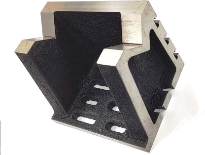 QUALITY PRECISION GRADED CASTE IRON VEE ANGLE PLATES-STRESS RELIEVED - WORK-HOLDING CLAMPING MILLING ENGINEERING MACHINE TOOLS-HEAVY DUTY (5" x 5" x 7" (125 x 125 x 175 mm): T-Slotted)