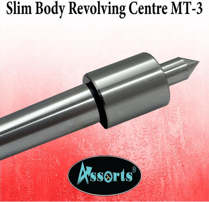 Slim-Body Precision Revolving Live Center for Conventional Lathes - MT3, <10 Micron Run-Out, 1500-1800 RPM