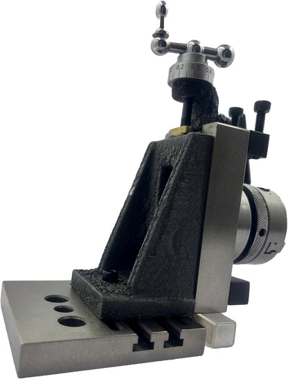 Assorts New Mini Fixed Vertical Slide (90mm x 50mm) with 3-Slots, Precision Side Scale, and 50mm 4-jaw Self-Centering Chuck with Back Plate and Base Plate - for Mini Lathe Applications