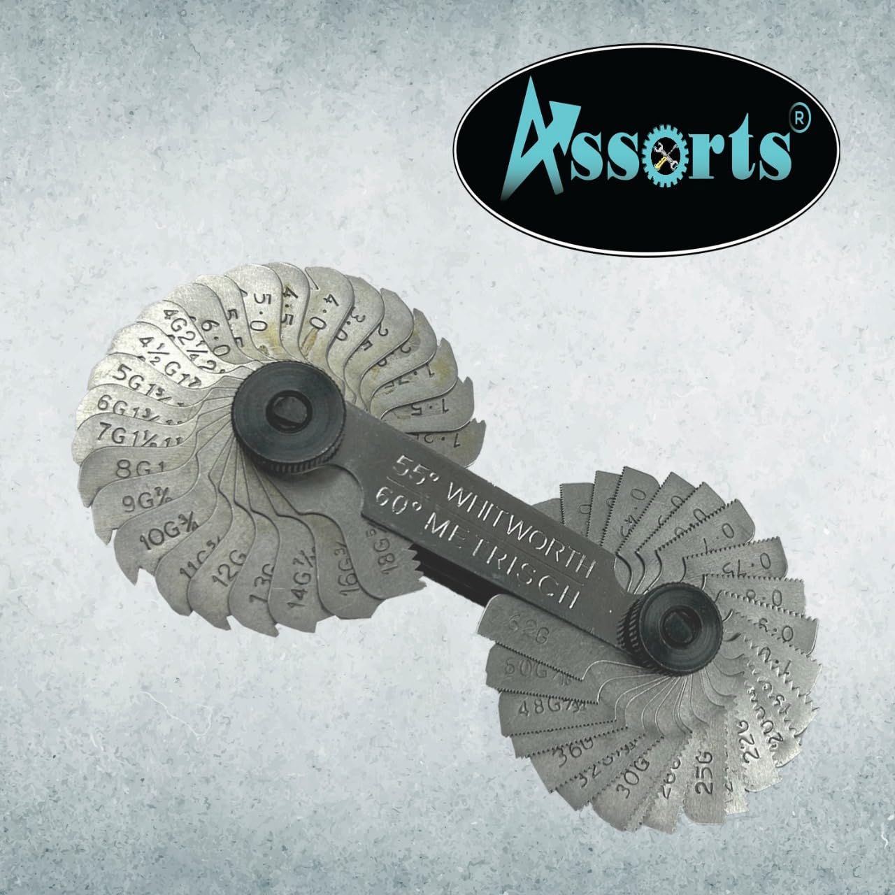 ASSORTS British Whitworth BSW & Metric Screws Bolts Pitch Measure Thread Guage 51 Blades