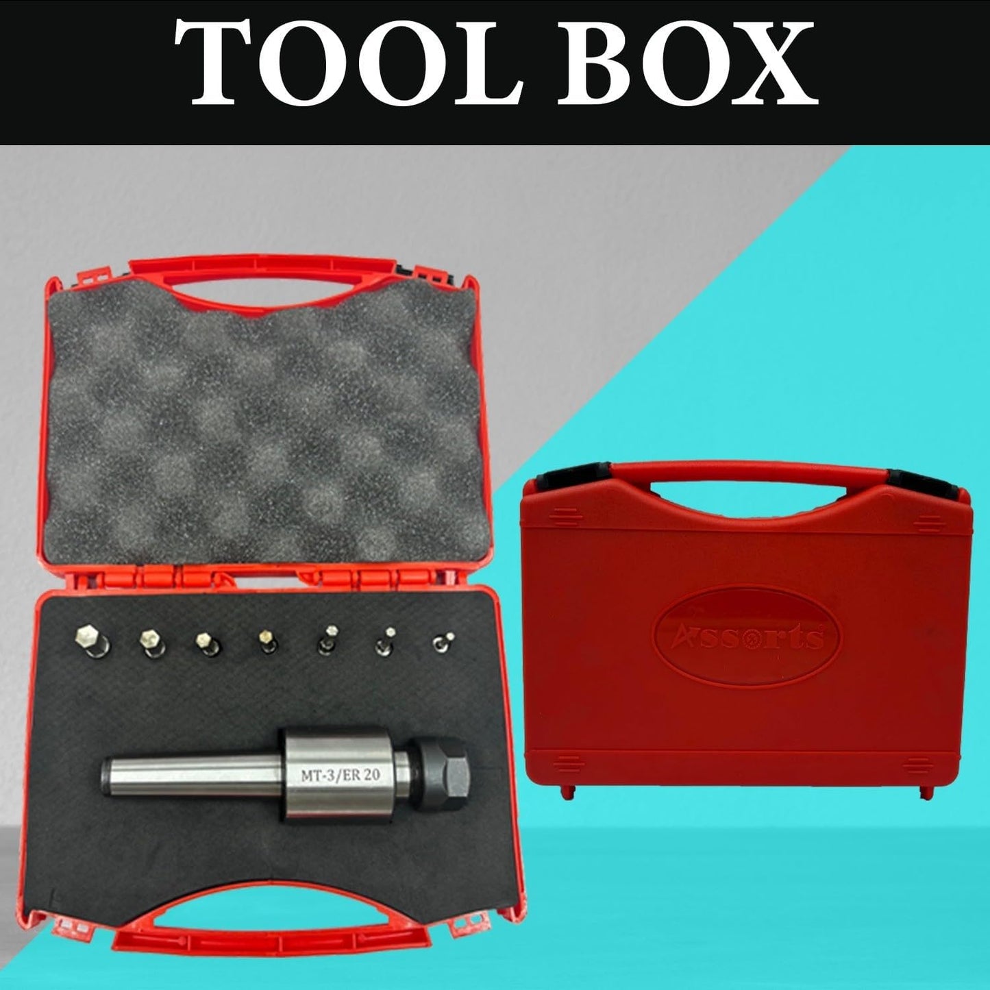 ASSORTS MT3 Shank Rotary Broach Holder with ER20 Adaptor – Precision Internal Hex Broaching Tool Set with Hardened HSS Hex Broaches for CNC Lathes, Milling Machines & Professional Metalworking