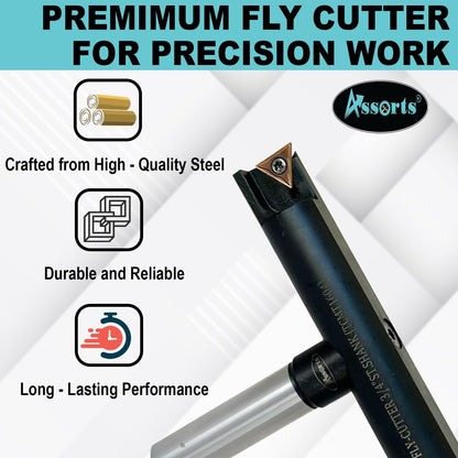 Assorts 6″ Balanced Fly Cutter Indexable Face Milling Cutter with 3/4″ Straight Shank, Single TCMT1604 Insert, Torx Screw & Star Key Included