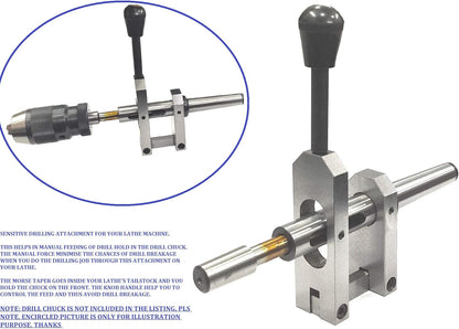 Sensitive Drilling Attachment For Lathe Machine To Avoid Drill Breakage (Drill Chuck Not Included) (Shank MT2- Drill Chuck Taper B16)
