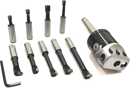 Assorts' Boring Head 2" Inches for Milling & Lathe Machine (2MT (M10 x 1.5 Drawbar) & 9 PC CARBIDE TOOL SET)