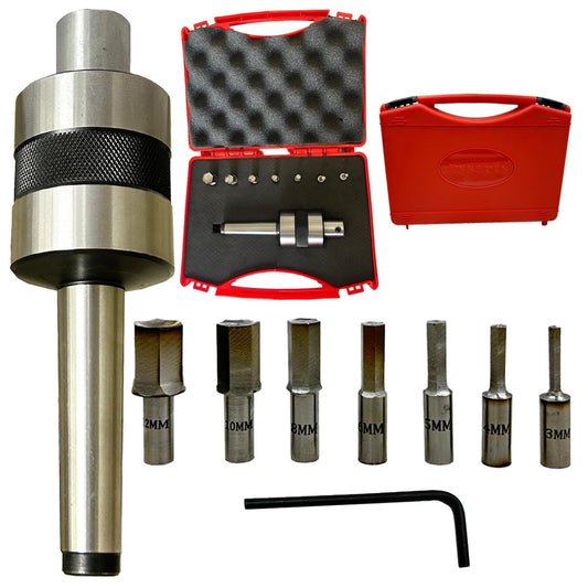 ASSORTS MT2 Live Revolving Center with Hex Rotary Broach Punch Set – Precision Lathe Tool for Internal Hex Broaching – Hardened HSS Hex Broaches 2mm to 12mm for CNC & Manual Lathe Machining