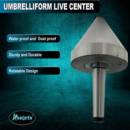 Bull Nose Pipe Live Revolving Center For Conventional Lathe II Under 5 Micron Run-out II Double Bearing II Fully Hardened & Ground II Capacity 0.5" to 3" Inch (12.5 to 75 mm) II (Morse Taper MT2)