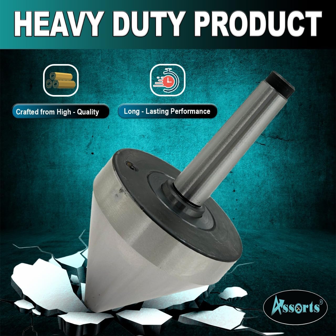 Bull Nose Pipe Live Revolving Center For Conventional Lathe II Under 5 Micron Run-out II Double Bearing II Fully Hardened & Ground II Capacity 0.5" to 3" Inch (12.5 to 75 mm) II (Morse Taper MT2)