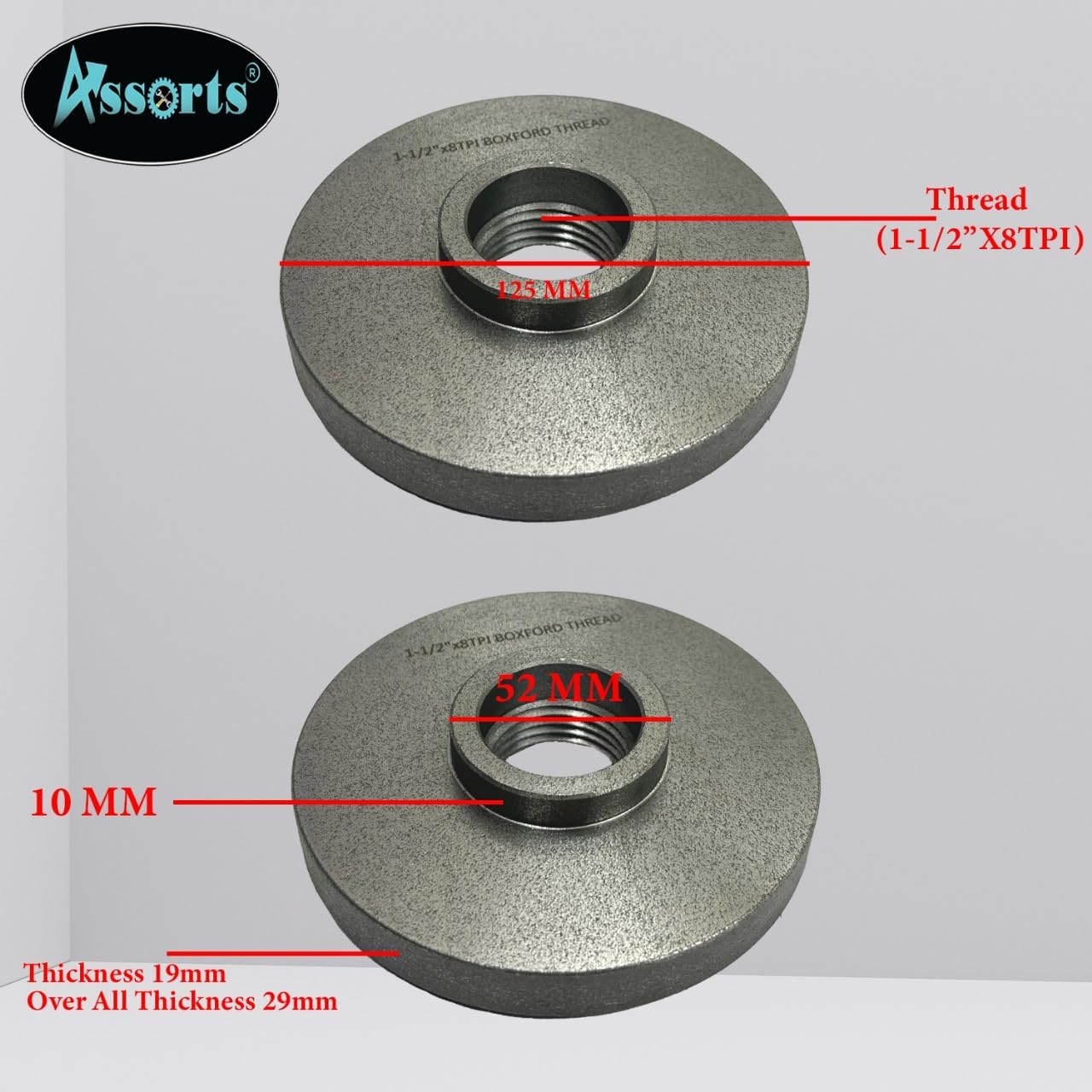 Lathe Chuck 125 mm Backplate in 1-1/2"x 8 TPI Boxford thread- Make Recess u need