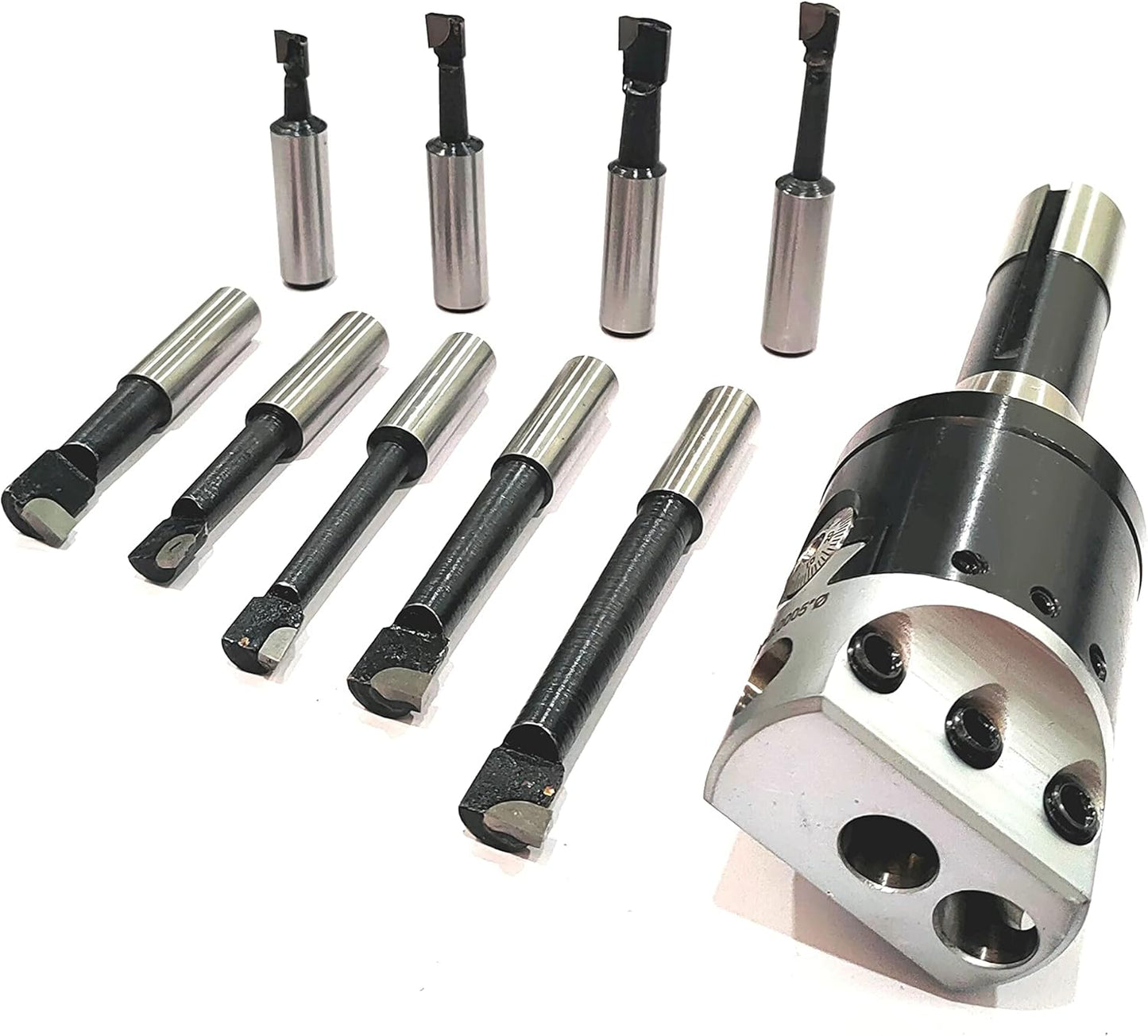 Assorts Quality Boring Head 2 Inches for Milling & Lathe Machine R8 (7/16 UNF Drawbar) & 9 pcs Carbide Tool Set