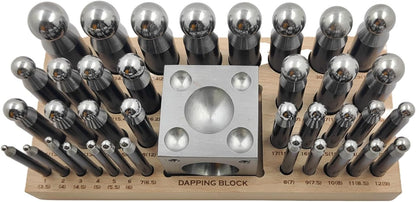 ASSORTS 37pcs Medium Doming Block Swage Punch Set Made of Steel Dapping Die Jewellers Tool