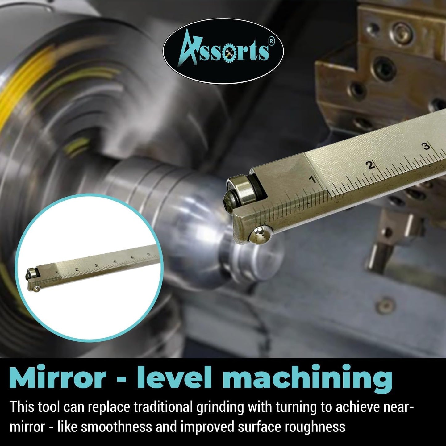 ASSORTS Dual Burnishing Tool  Internal & External Burnishing Tool for Lathe & CNC Mirror Finish Tool Industrial Grade (1 x 1/2 x 7)