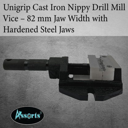 Unigrip Cast Iron Nippy Drill Mill Vice – 82 mm Jaw Width with Hardened Steel Jaws