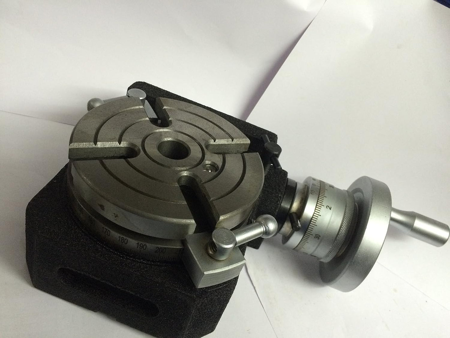 HV4 (110 MM) Rotary Table+100 mm 3 Jaws chuck with Reversible jaws+Back Plate+ Dividing Plate+ Tailstock- complete Milling indexing kit