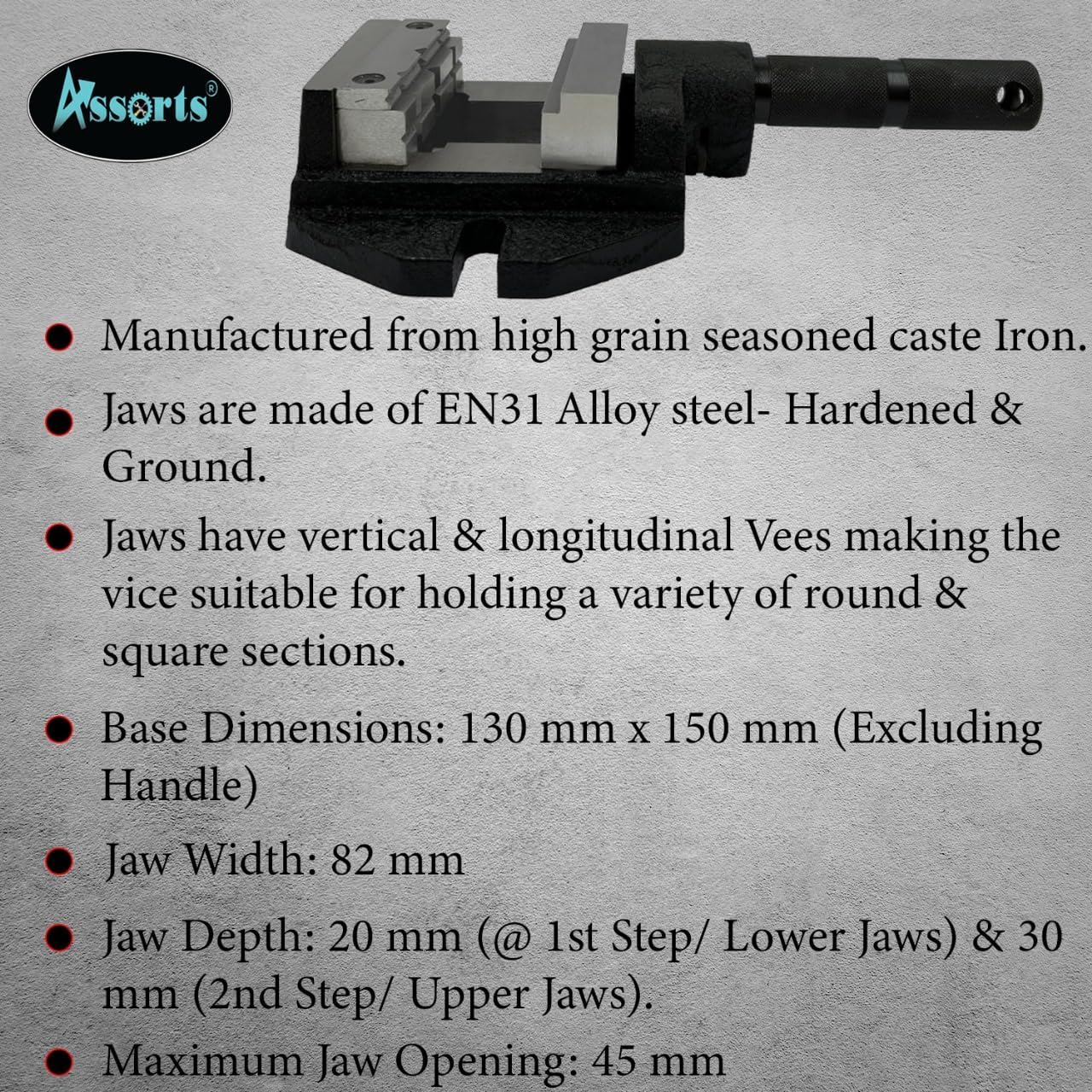 Unigrip Cast Iron Nippy Drill Mill Vice – 82 mm Jaw Width with Hardened Steel Jaws