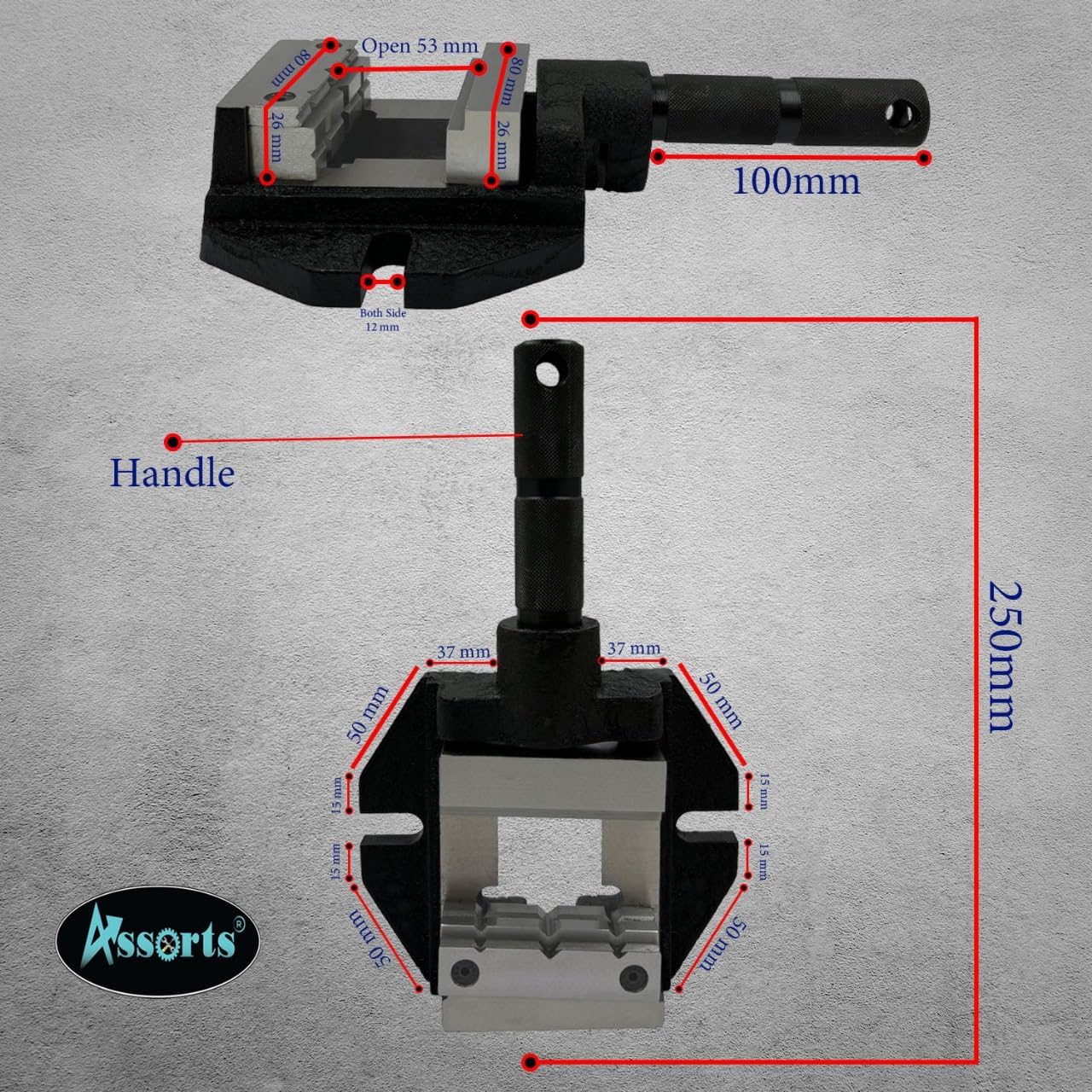 Unigrip Cast Iron Nippy Drill Mill Vice – 82 mm Jaw Width with Hardened Steel Jaws