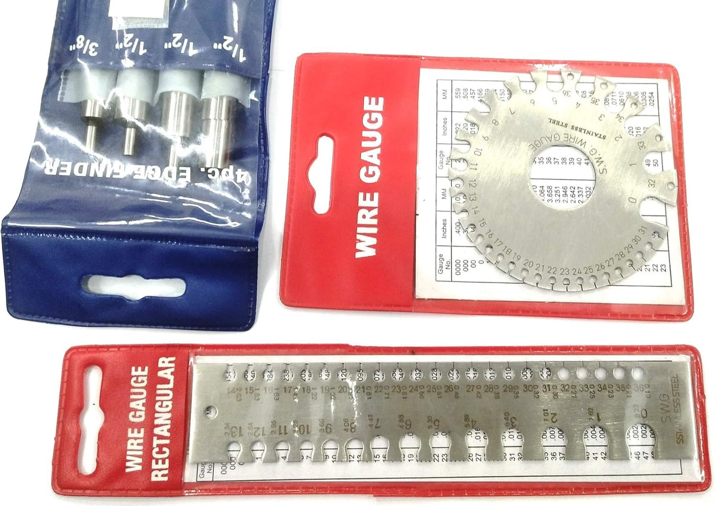 QUALITY 4 PIECES EDGE FINDER SET INCLUDES EF-130,132,133,134 & WIRE GAUGE SET ROUND & RECTANGULAR