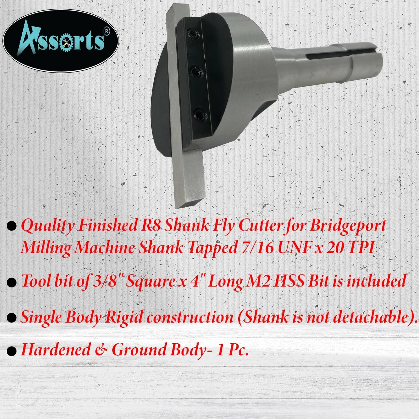 2.5" Inches Head Diameter Fly Cutter R8 Shank (7/16" UNF Drawbar) for Milling Machine with 3/8" Square HSS Tool Bit