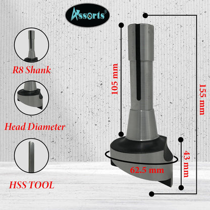2.5" Inches Head Diameter Fly Cutter R8 Shank (7/16" UNF Drawbar) for Milling Machine with 3/8" Square HSS Tool Bit