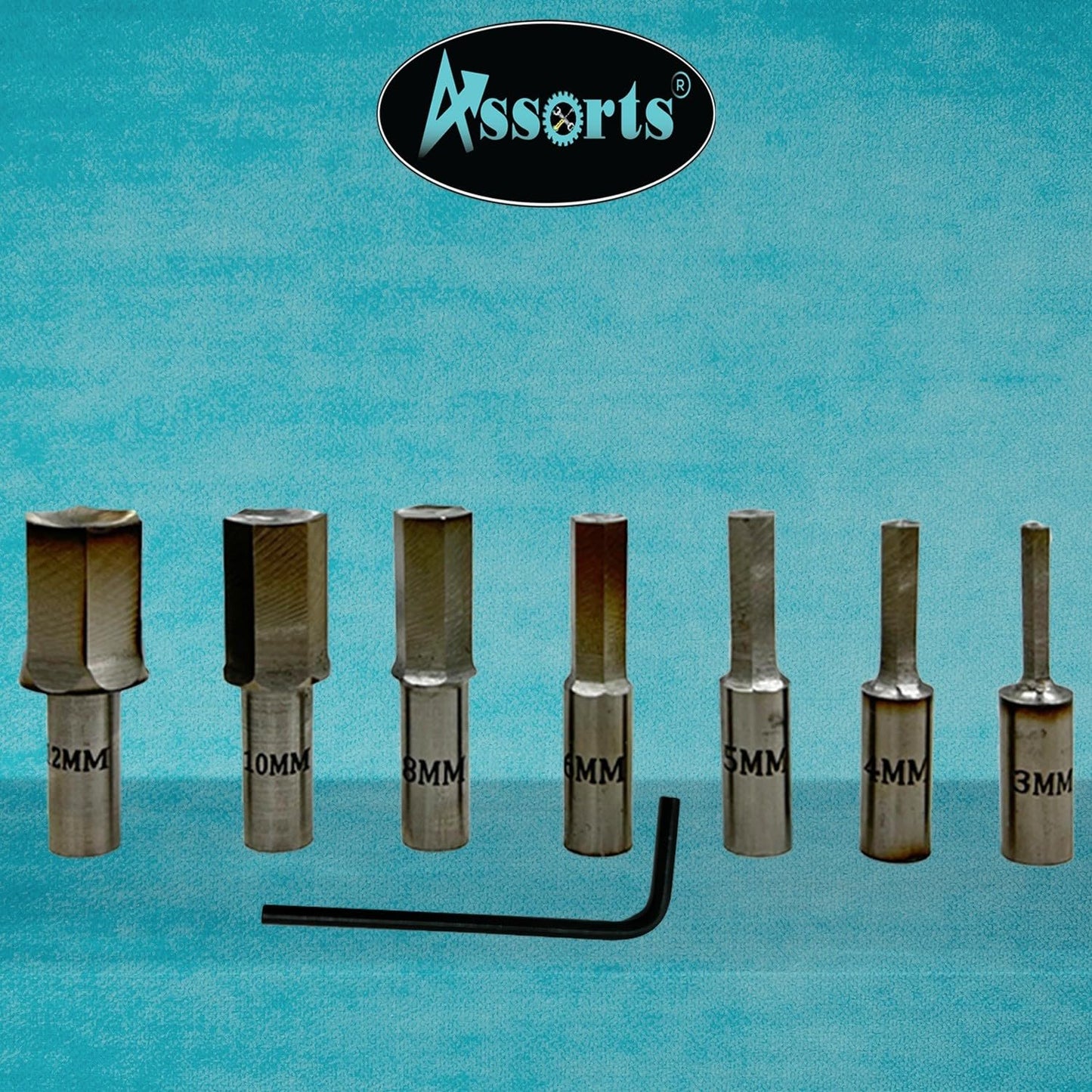 ASSORTS MT2 Live Revolving Center with Hex Rotary Broach Punch Set – Precision Lathe Tool for Internal Hex Broaching – Hardened HSS Hex Broaches 2mm to 12mm for CNC & Manual Lathe Machining
