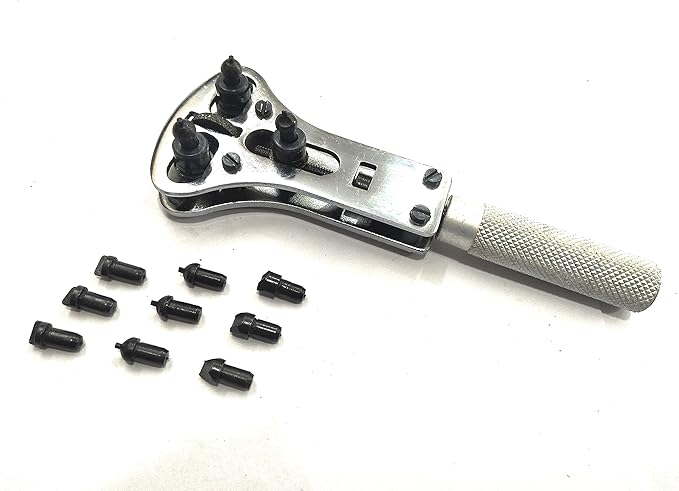 Watch CASE Opener- JAXA Style Battery Replacement Wrench Back-CASE Remover with 4 Sets of Interchangeable Chuck PIN Large Waterproof Watch CASE Opener