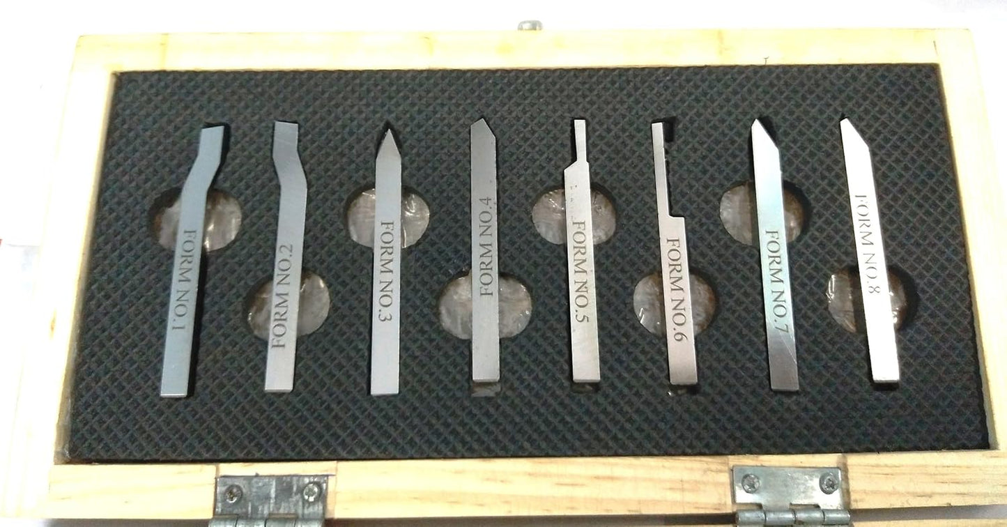 HSS Lathe Form Tools Set 8 mm Square Shank-Metalworking, Grooving, Cutting, Parting,Turning, Threading, Engineering Tools