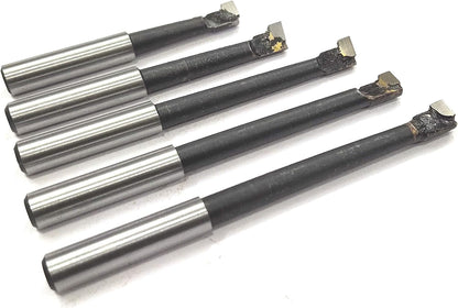 Set of 5 Pcs Carbide Brazed Boring Tools Shank Size 7.90 mm Round- Suitable for Cutting Through Boring Head & Tool Holders of 8 mm Bore Size