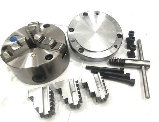 125 mm Self Centering Chuck +Reversible Jaws+ Back Plate (MT2 Spigot)-Fits HV6 Rotary Table