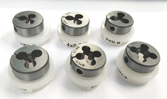 Set of 6 Quality Alloy Steel Hard Dies Metric thread M3 to M10 to suit 1" OD Die Holder