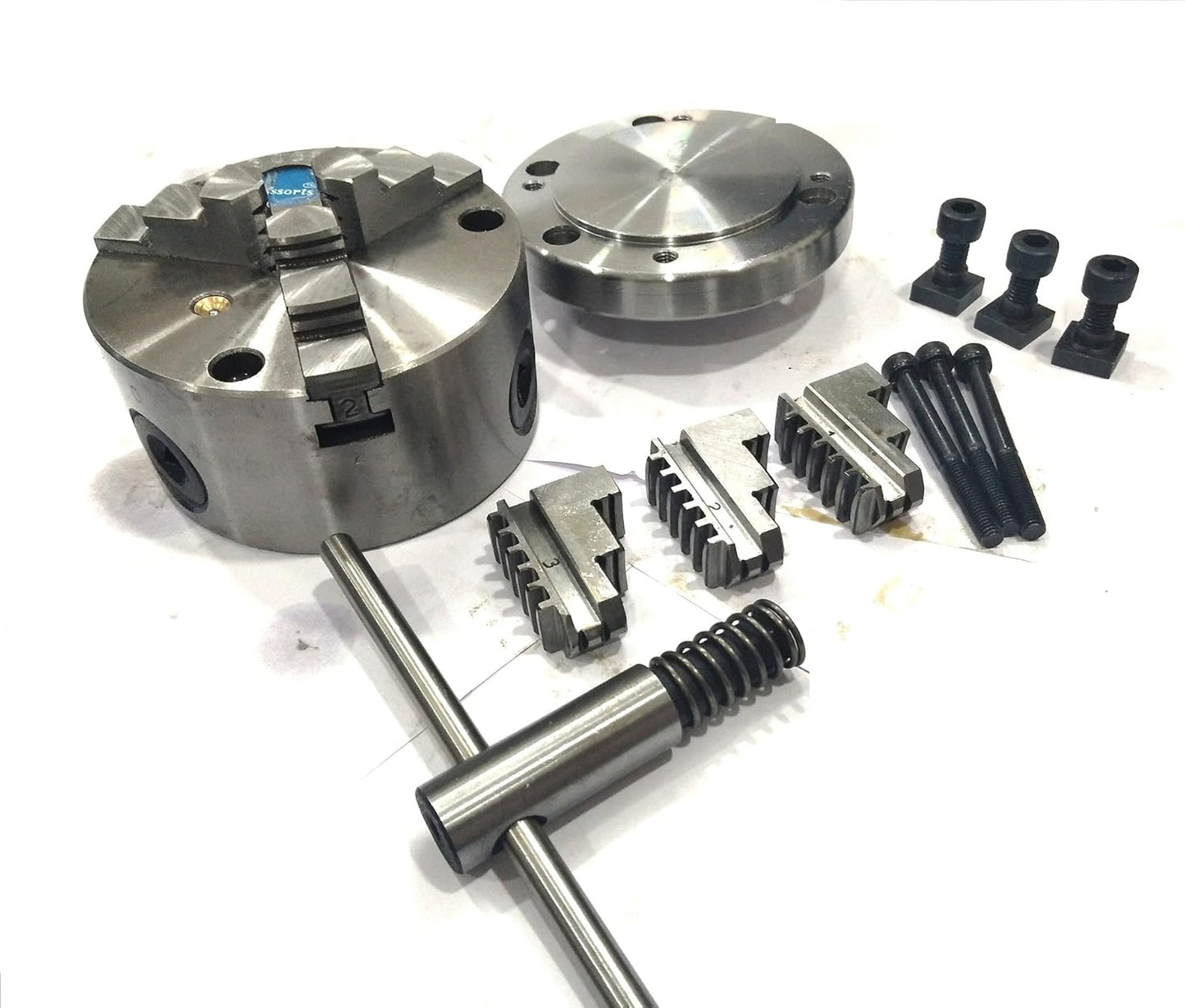 100 mm Self Centering Chuck +Reversible Jaws+ Back Plate (MT2 Spigot)-Fits Rotary Table