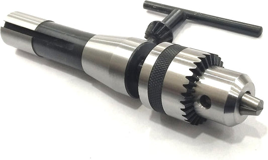 Assorts R8 Shank Drill Chuck Arbor with JT2 Key-Type Drill Chuck – 1-10 mm Capacity, Hardened Tool Steel, 7/16" UNF Drawbar for Mill, Lathe, Drill Press