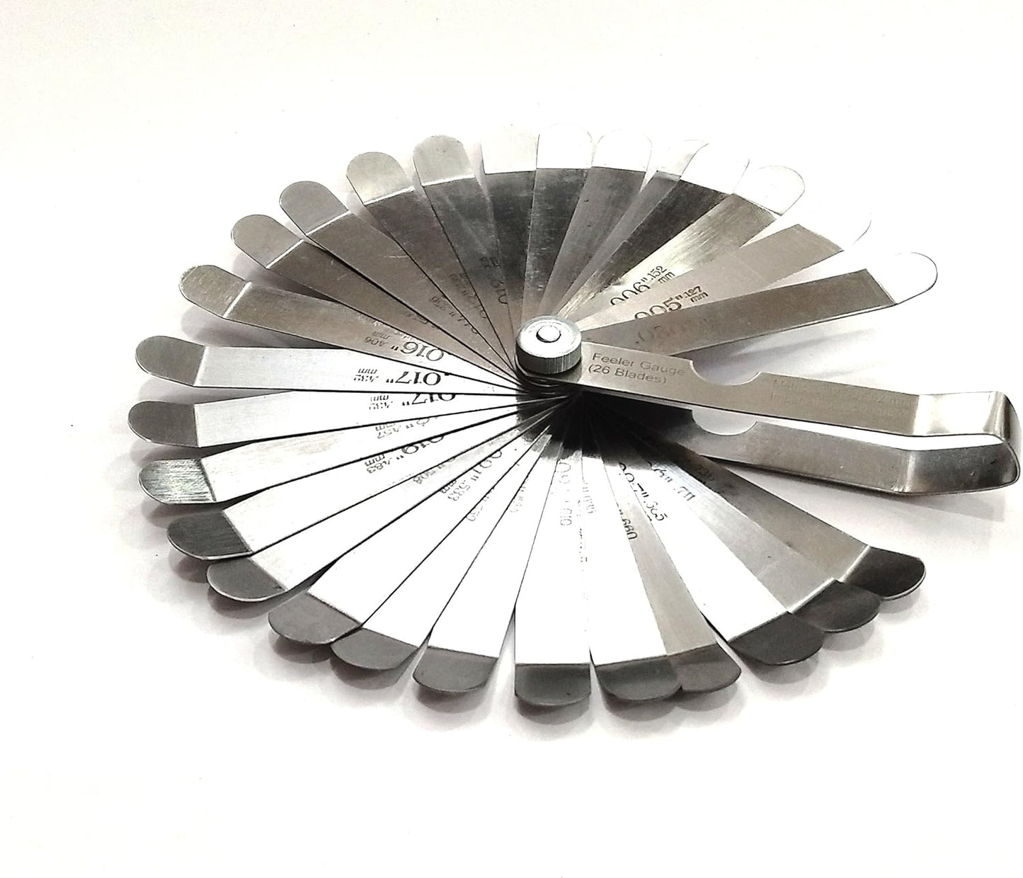 QUALITY OFF-SET BENT OEM FEELER GUAGE 26 BLADES STAINLESS STEEL 0.005" - 0.030"// 0.0127-0.762 MM