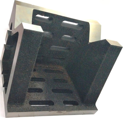 QUALITY PRECISION GRADED CASTE IRON VEE ANGLE PLATES-STRESS RELIEVED - WORK-HOLDING CLAMPING MILLING ENGINEERING MACHINE TOOLS-HEAVY DUTY (6" x 6" x 8" (150 x 150 x 200 mm) - Slotted)
