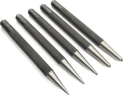 Set of 5 Round Head Center Punches for Metal and Woodworking – High-Quality Hand Tools
