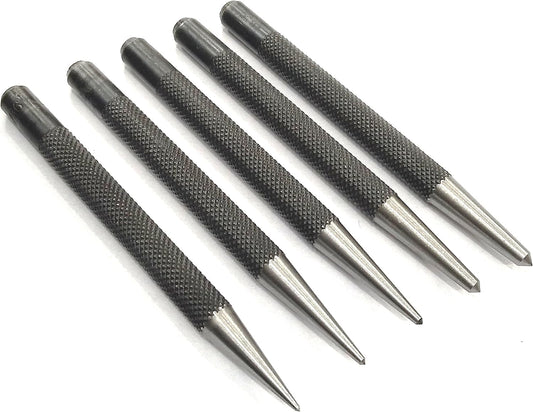 Set of 5 Round Head Center Punches for Metal and Woodworking – High-Quality Hand Tools