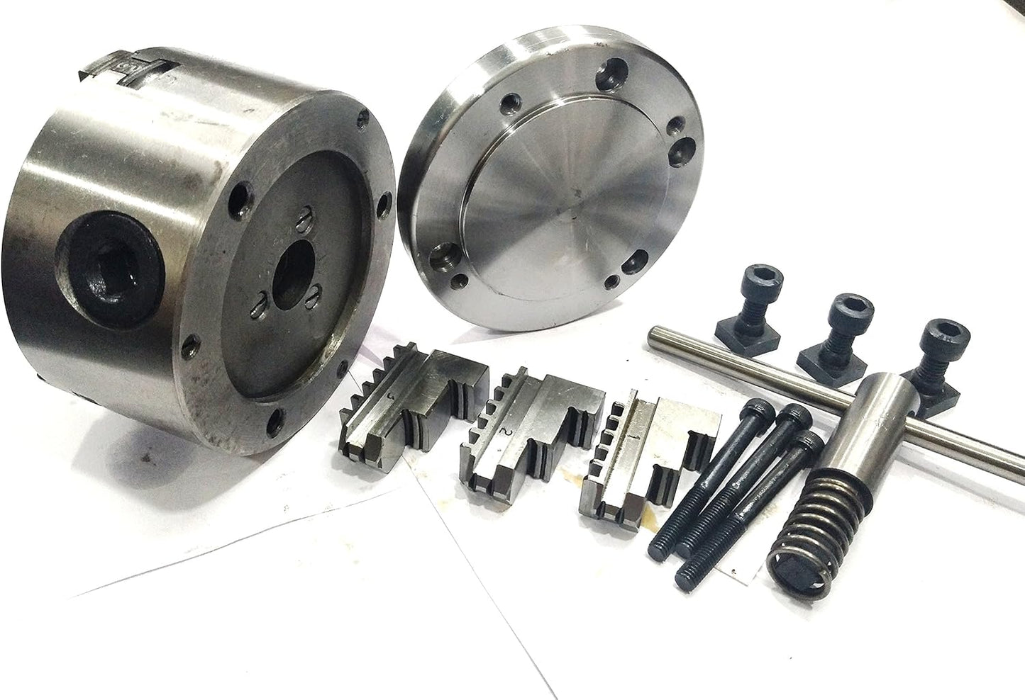 100 mm Self Centering Chuck +Reversible Jaws+ Back Plate (MT2 Spigot)-Fits Rotary Table