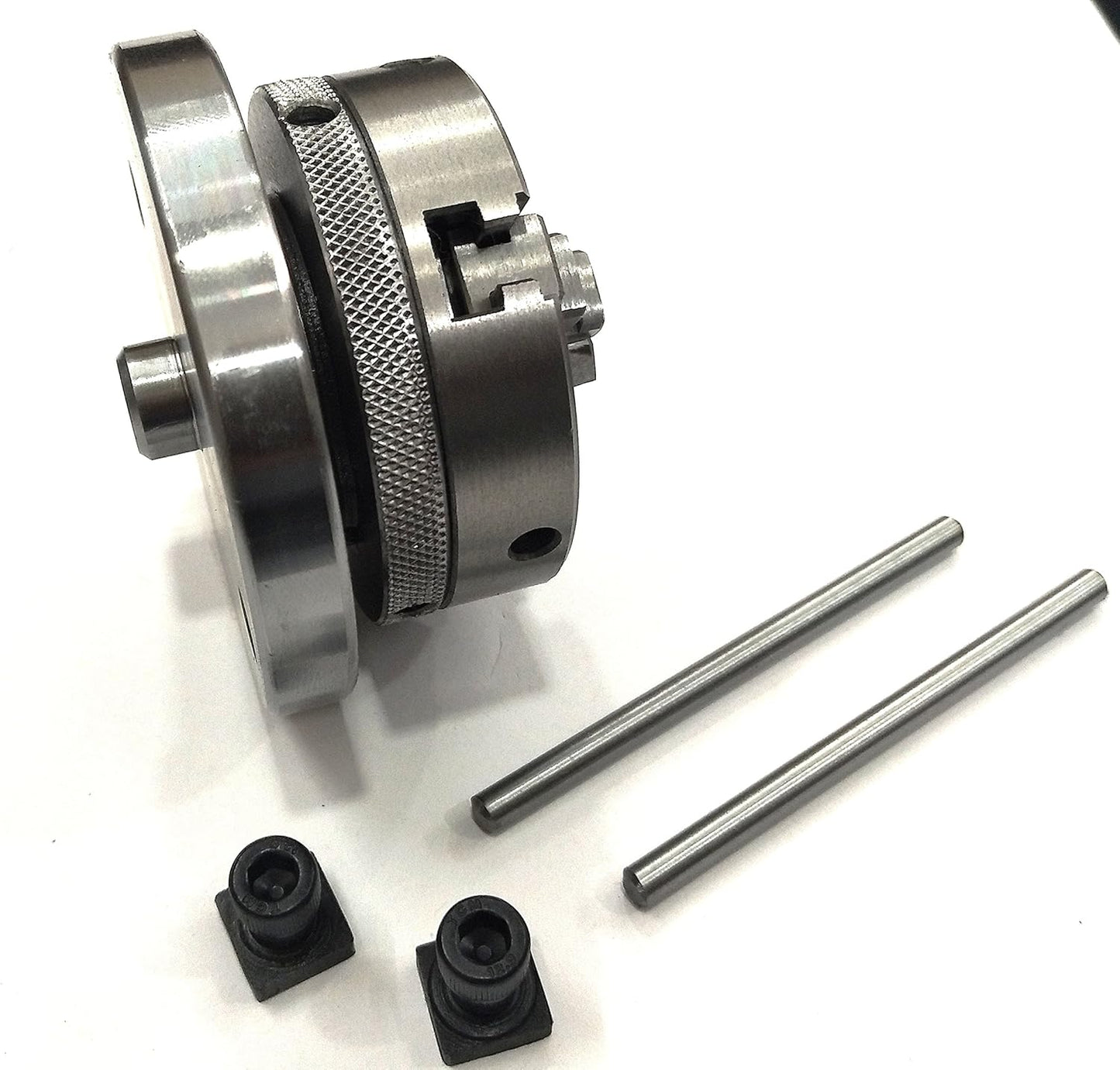 Precision Horizontal Vertical Milling Indexing 4"/ 100 Rotary Table, M6 Clamp Kit With Suitable Tailstock & Small Chuck & Fixing T Nut Bolts (With 65 MM 3 Jaw Self Centering Chuck)