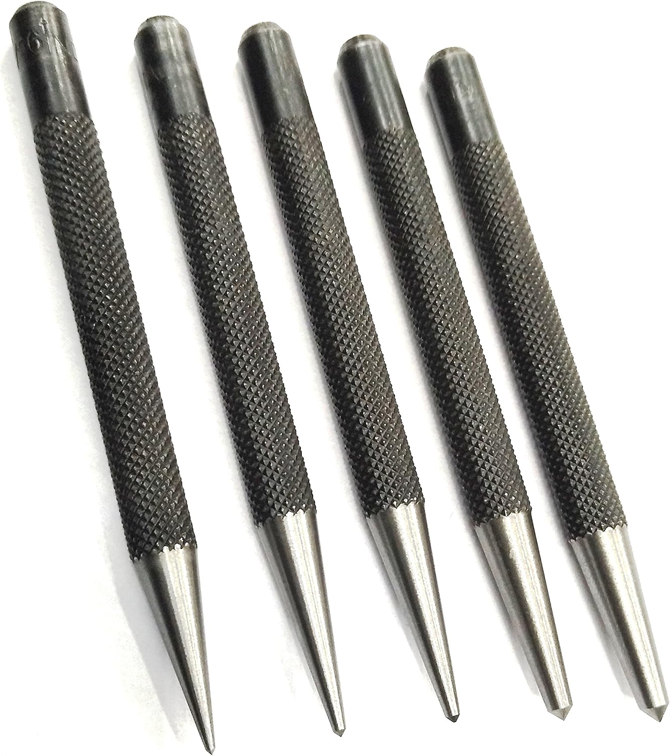 Set of 5 Round Head Center Punches for Metal and Woodworking – High-Quality Hand Tools