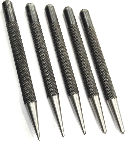 Set of 5 Round Head Center Punches for Metal and Woodworking – High-Quality Hand Tools