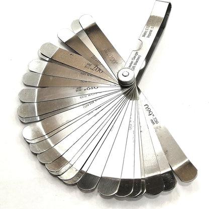 QUALITY OFF-SET BENT OEM FEELER GUAGE 26 BLADES STAINLESS STEEL 0.005" - 0.030"// 0.0127-0.762 MM