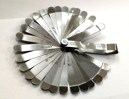 QUALITY OFF-SET BENT OEM FEELER GUAGE 26 BLADES STAINLESS STEEL 0.005" - 0.030"// 0.0127-0.762 MM